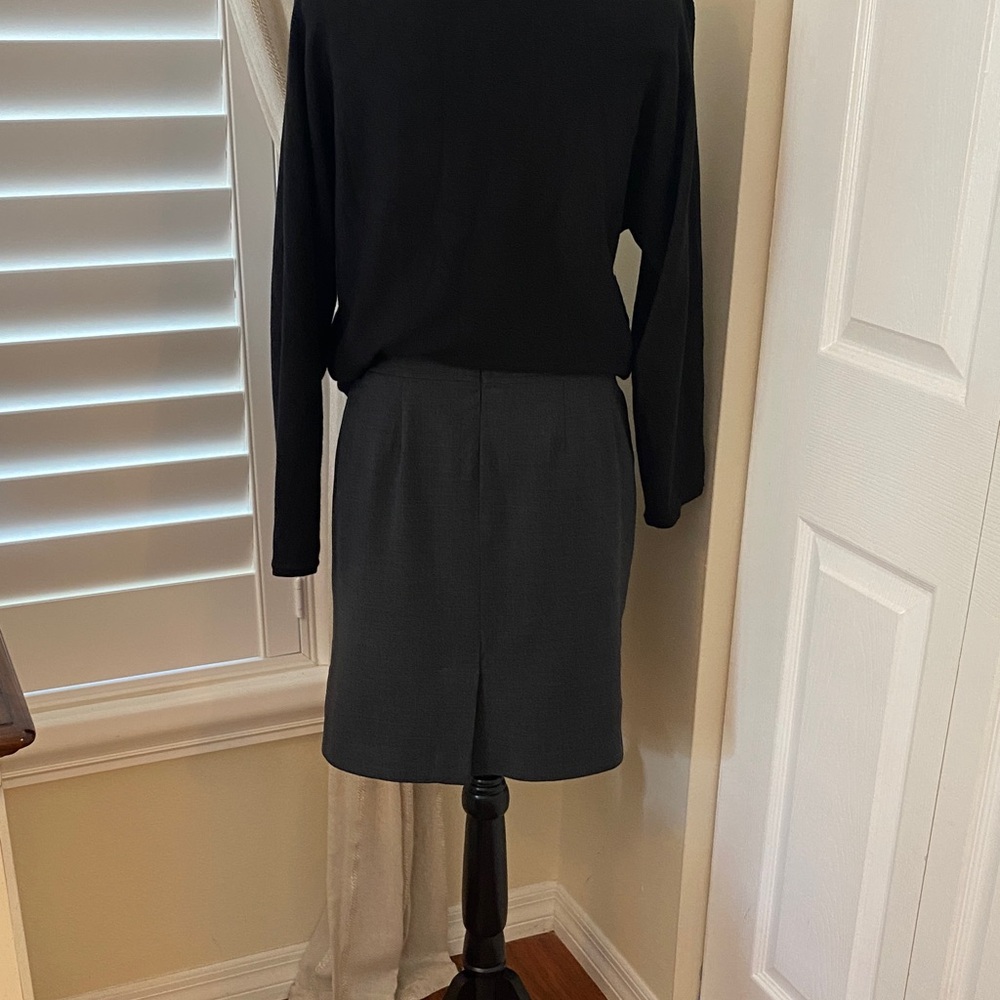 Raffaella Petite Charcoal Wool Blend Pencil Skirt Career Office Classic 10P - Picture 6 of 12